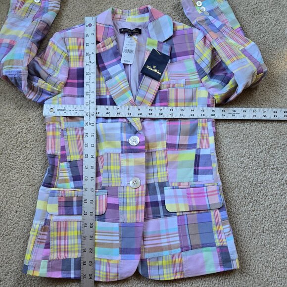 NWT Brooks Brothers Cotton Madras Jacket Blazer Pastel - Picture 4 of 12